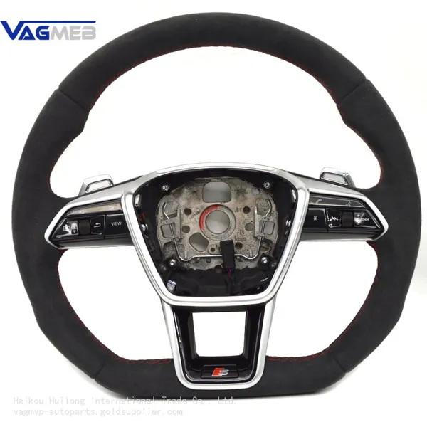 For Audi A6 C8 Alcantara Leather Red Stitching Multifunction Steering Wheel Assembly