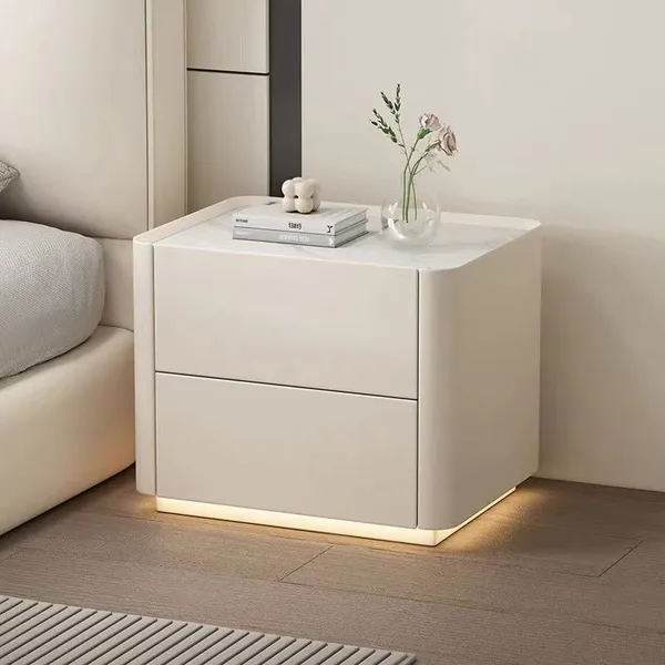 Rock Panel and Wooden Cabinets Nightstands for Your Bedroom