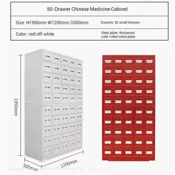 RED/WHITE TCM Herbal Storage Cabinet – Multi-Drawer Stainless Steel Herbal Pharmacy Storage for Switzerland Hospitals & Clinics