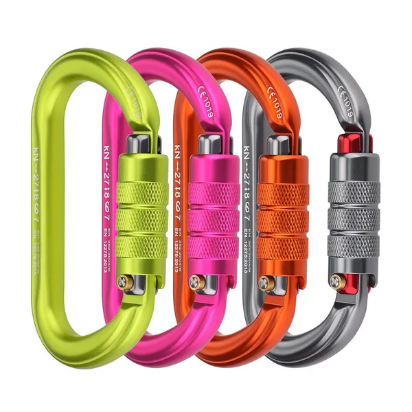 O Shape Screw Gate Carabiner 27KN CE EN12275 7075 Aluminum Alloy Locking Carabiner for Rock Climbing Mountaineering Aerial Work Rescue