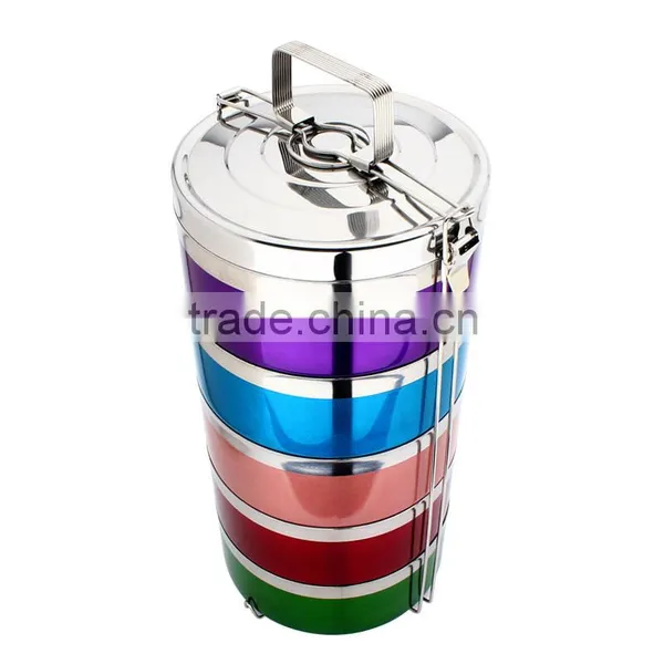 High Quality Custom Lunch Box Tiffin Carrier Thermal Lunch Box With Color Sprayed Process photo-3