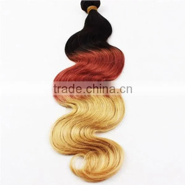 Colored Three Tone Ombre Brazilian Hair Weave Wet and Wavy Virgin Brazilian Hair Weave Prices photo-2