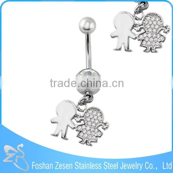 Stainless Steel Crystal Women Belly Ring Dangling Elephant Body Piercing Jewelry photo-4