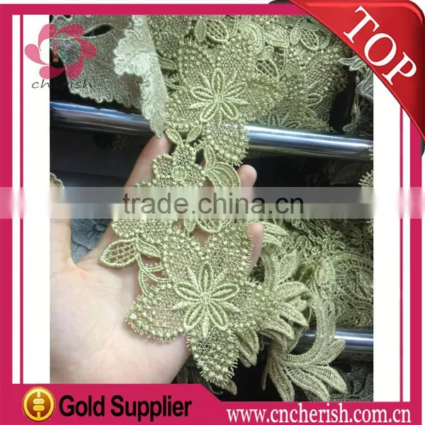 2016 China Pearl Collar Fancy Hot Sale Embroidery Designs Water Soluble Star Shape Lace for Women