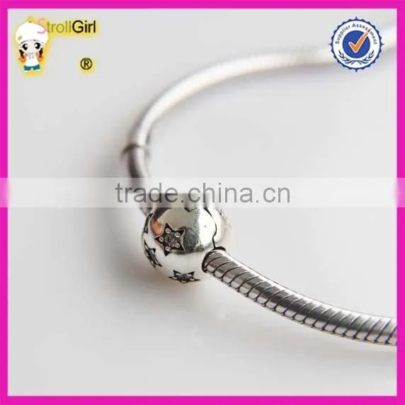 Jewelry Finding Beads 925 Sterling Silver Star Charm Clasp Beads With Clear Stone for Bracelet photo-6