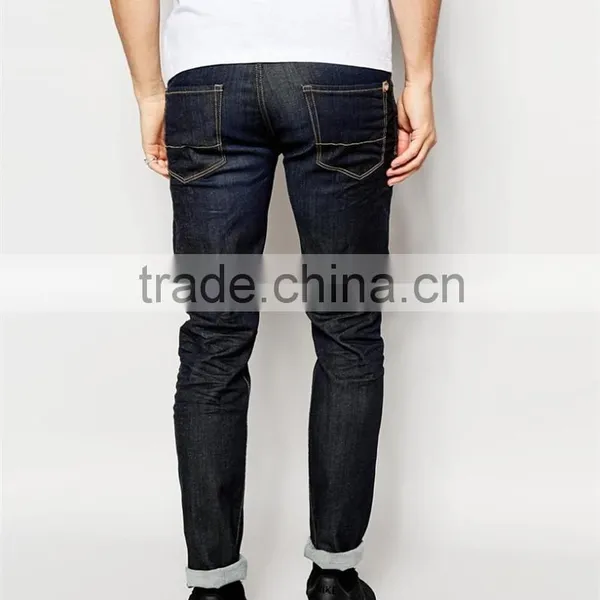 Cuffed Skinny Men Denim Jean Black Color Fade Proof Men Jean OEM Service photo-2