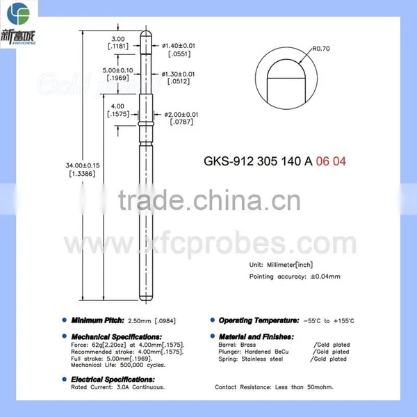 --German Quality, China Price-- Battery Contact Spring Pogo Pin for Charger With Real Gold Plated -- Trade Assurance-- photo-2