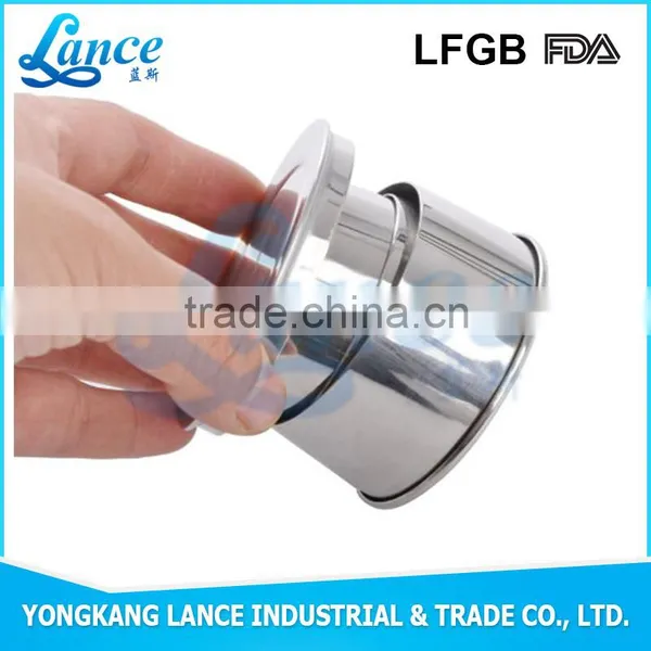 LFGB FDA SGS Food Grade Custom Stainless Steel 304 Round Folded Cup