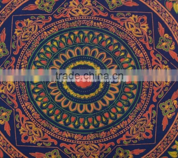 Elephant Print Round Floor Cushion Large Mandala Pillow Cover Decorative Throw Pillows Pom Pom Roundie Indian Cushion Cover photo-2