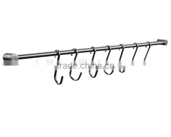 Stainless Steel 22-Inch Kitchen Tool and Utensil Rack With 7 Hooks Wall Mount, Brushed Finish