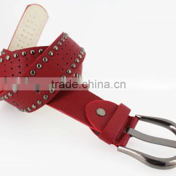 Women's Porpular Studded 35Mm PU Leather Belt With Hematite Buckle photo-3