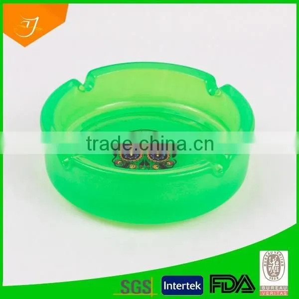 Round Glass Ashtray, Colorful Glass Ashtray Print Logo, Green Glass Ashtray photo-2