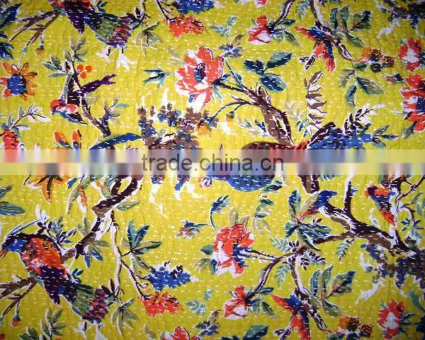We at Chirag Enterprises Presents Bird Print Handmade Kantha Quilts Throws Rugs Bedspreads Cushions Pillows