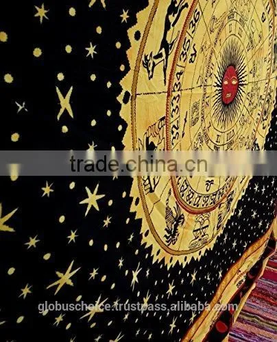 Etswet Indian Mandala Hippie Tapestries Wall Hanging Dorm Tapestry Boho Peacock Round Mandala