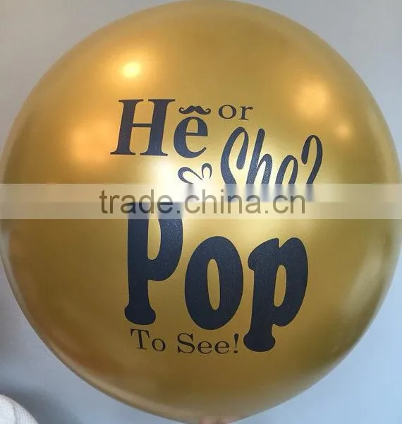 Customized 36' Big Round Gender Reveal Pop Balloon For Baby Gender Reveal Party Decoration Advertising Balloon