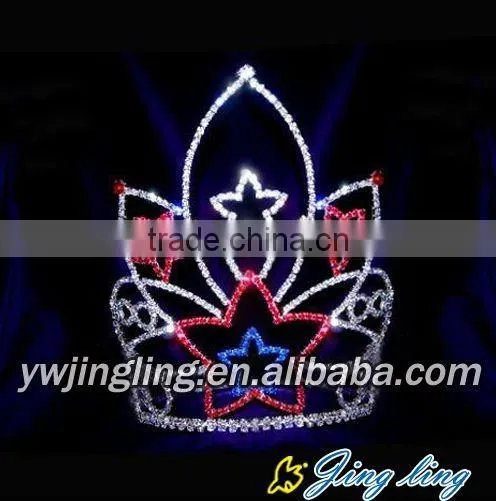 Colorful Large Tiara Sapphire Star Pageant Crowns