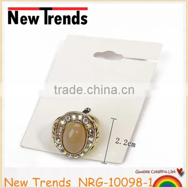 Luxury Large Marble Gemstone Ring With AB Stones
