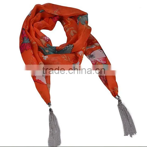 D EXCEED Brand New Design Multicolor Chiffon Printing Butterfly Flower Ladies Scarves as Valentine's Day Gift (SC150201) photo-2