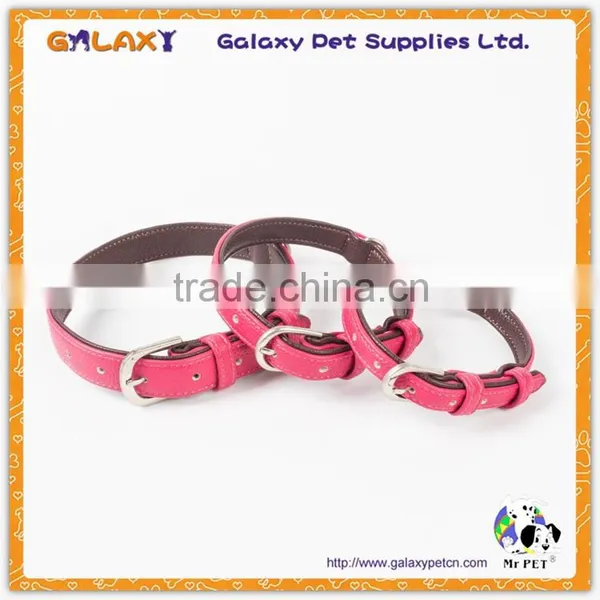 SImple Design Soft Padded Leather Dog Collar,Bling Beaded Wholesale Dog Collar photo-2