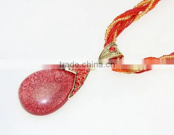 New Fashion Women Long Bib Crystal Pendant Vintage Statement Necklace Jewelry photo-2