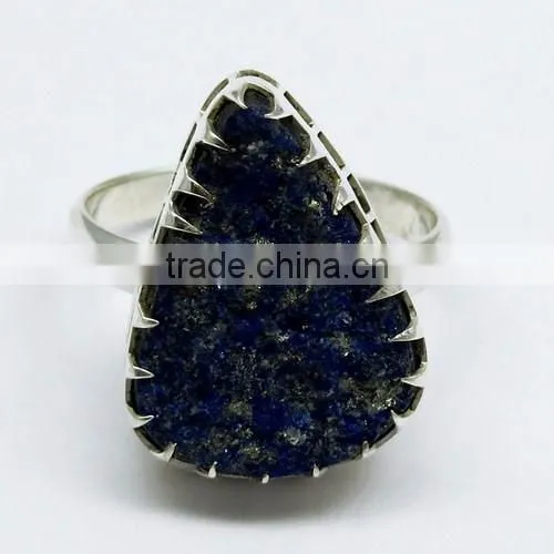 Forever !! Pear Shape Lapis Druzy 925 Sterling Silver Ring, Gemstone Silver Jewelry, Handmade Silver Jewelry photo-2
