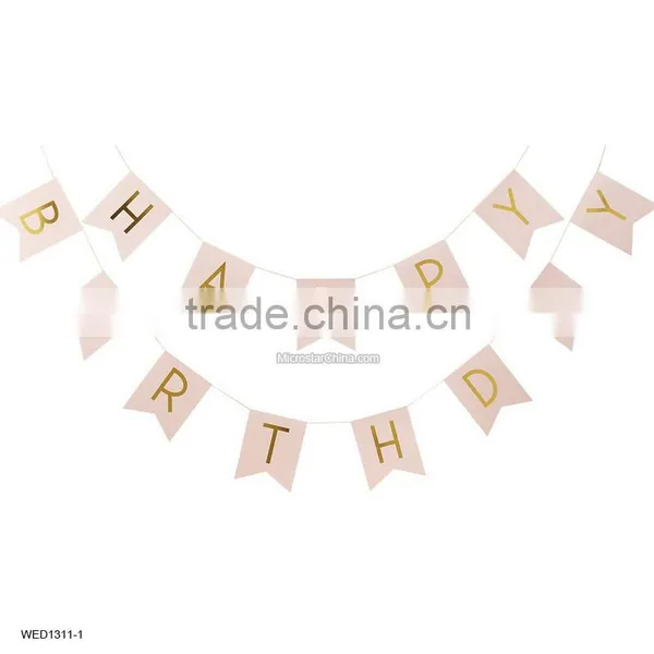 HAPPY Birthday Gold Letter Paper String Flag Birthday Party Decorations Kids Party Decoration photo-2