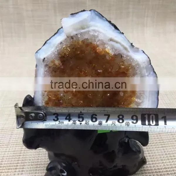 Natural Rock Brazil Topaz Crystal Citrine Cluster Decor Home photo-3