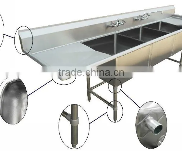 NSF and CSA Approval Two Compartments Stainless Steel Commercial Kitchen Sink photo-2