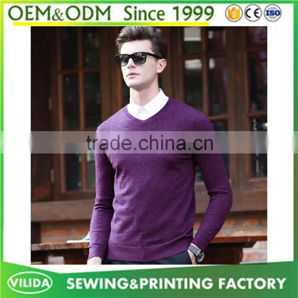 Custom Winter Mens 100% Woolen Knitted Sweater New Design V Neck Blank Knitted Sweater photo-6