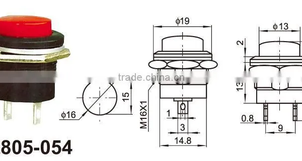 Kitchen Exhaust Cooker Hood Switch,RED Latching Dash OFF-ON Push-Button DIY Switch photo-2