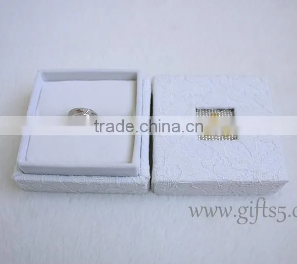 Elegant Lace White Engagement Ring Box With Beaded Name Plate of A photo-4