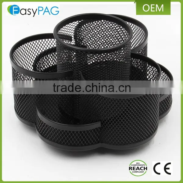 China Factory Made Desktop Fancy Custom Rotating Metal Mesh Pen Holder photo-4