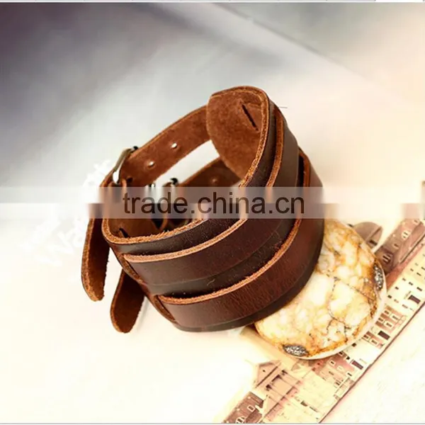 Wholesale 100% Genuine Leather Bracelets Handmade Jewelry Braided Leather Bracelets photo-3
