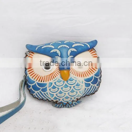 Handmade Leather Large Owl Coin Purse photo-5