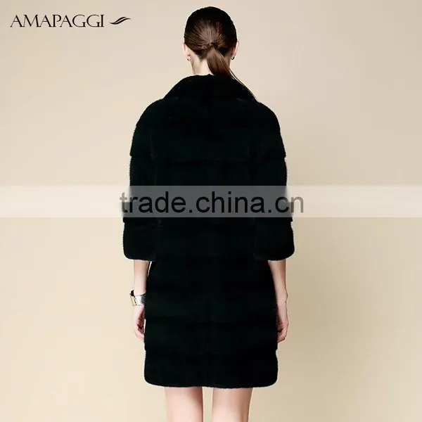 High-end Dyed Dark Green Mink Fur Coat Wholesale photo-3