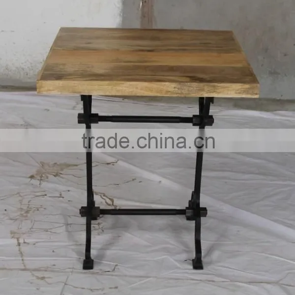 Industrial Iron Wood Coffee Table photo-2