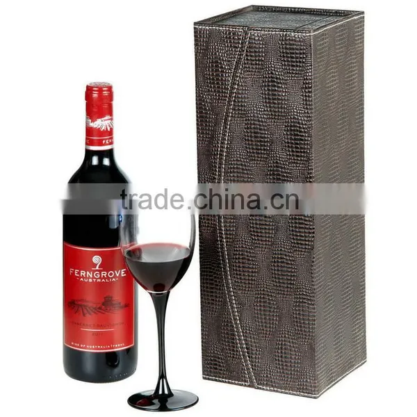 Chinese Factories Wholesale Custom PU Leather Single Bottled Wine Box, Deep Coffee Color Gift Box photo-2