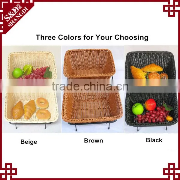 Amazing Supermarket or Store Used Fruit & Bread Rack With 2 Tier Rattan Baskets Delicate Food Display photo-4