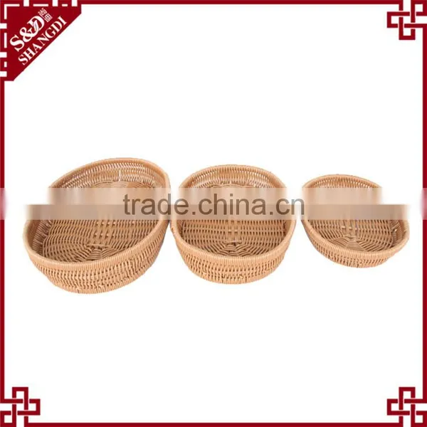 Hotsale Good Quality Handmade Weaving PE Plastic Rattan Fruit Vegetable Basket photo-5