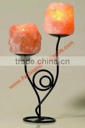 WROUGHT IRON SALT CANDLE HOLDER & TEALIGHTS photo-2
