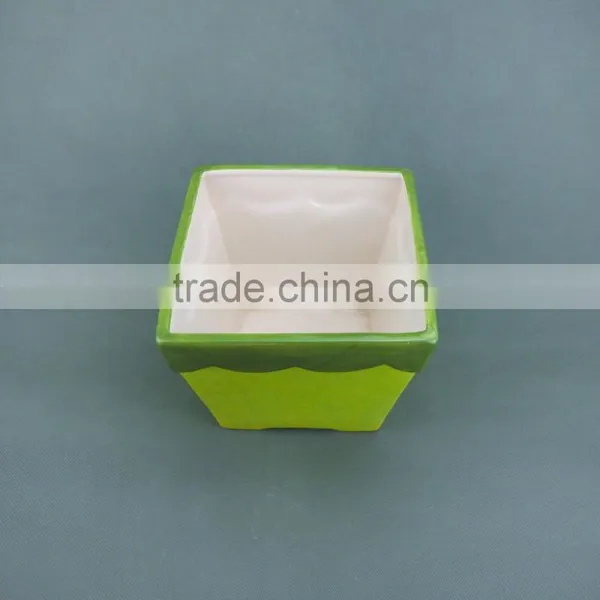 Customized Green Ceramic Flower Pot photo-2