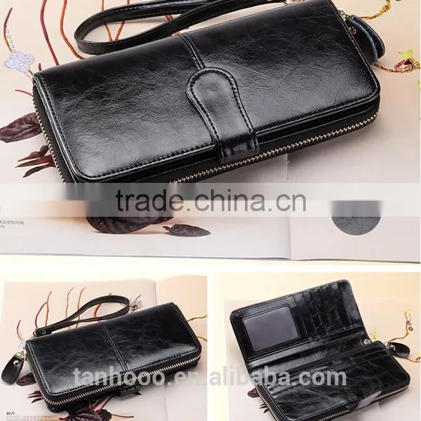 New Fashion Women Sheepskin Handbag Purse Leather Wallet Card Package Long Wallet photo-4