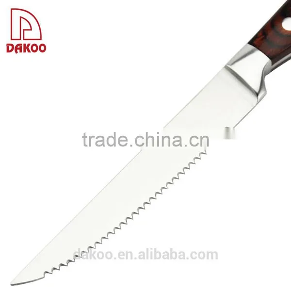4.5'' Pakka Wood Handle With 3 Rivets Steak Knife photo-5
