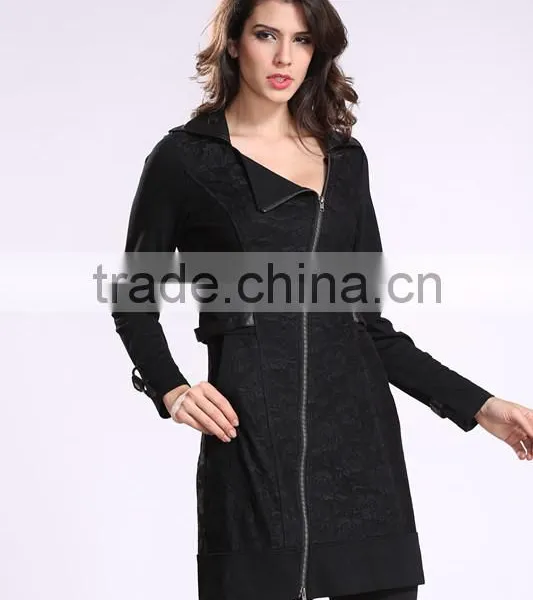 2014 New Fashion Ladies' Long Coat Asymmetrical Zipper Design Women Winter Overcoat photo-3