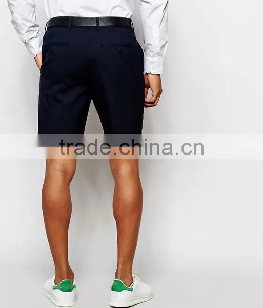 High Quality Latest Custom Slip Pockets Men's Navy Slim Fit 100% Cotton Smooth Woven Fabric Anti Wrinkle Zip Fly Casual Shorts photo-2