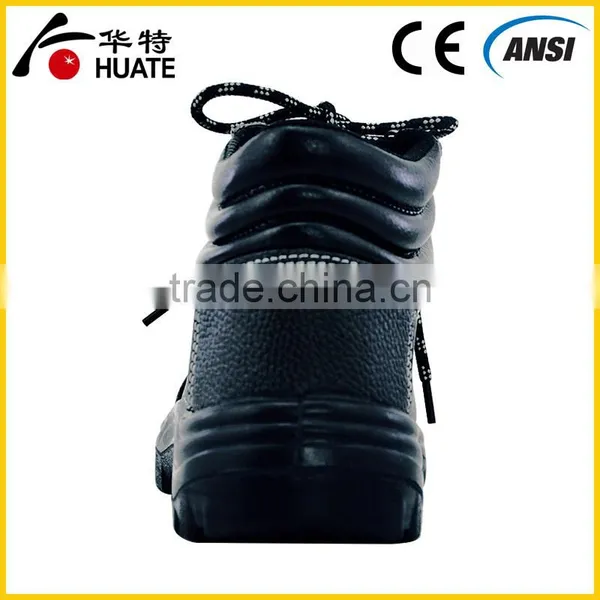 Black Genuine Leather Protective Steel Toe Cap Safety Shoes photo-6