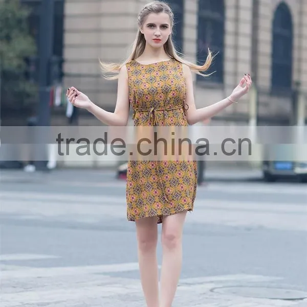 Women's Lovely Dress for Summer Fashion Printed Dress Slim Fit Sleeveless Dress Casual Skirt photo-3