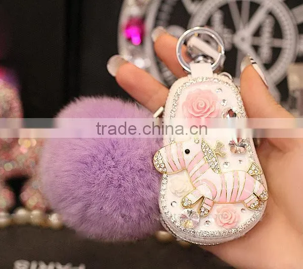 Mini Lovely Leather Key Wallet Car Key Bag Small Zipper Car Key Holder Bags photo-4