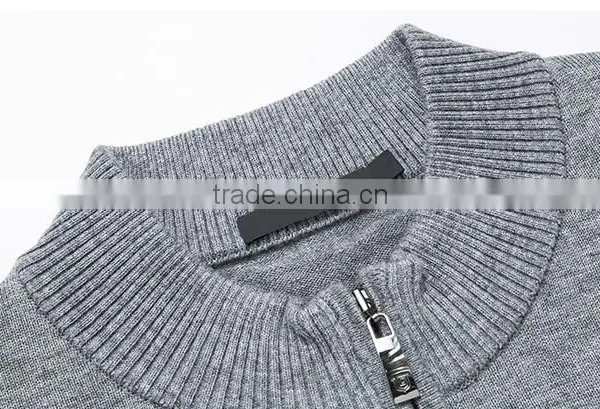 2017 Mans Custom Cashmere Pullover Zipper Open Jacquard Sweater With Low Price photo-4