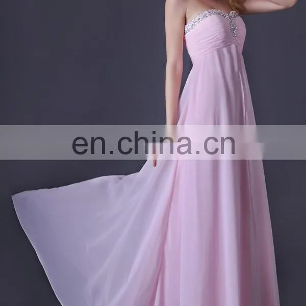 Grace Karin Strapless Sweetheart Chiffon Long Pink Prom Dresses 2015 CL3523 photo-2